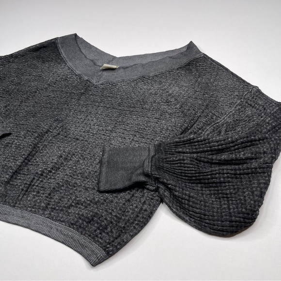 We the Free South Side Thermal Sweatshirt Waffle Black Festival Boho Burnout - Picture 5 of 13